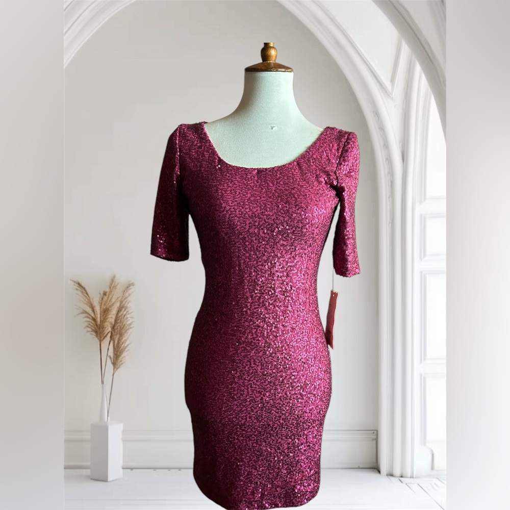 Sequin Fuschia Mini Cocktail Dress NWT Size Small